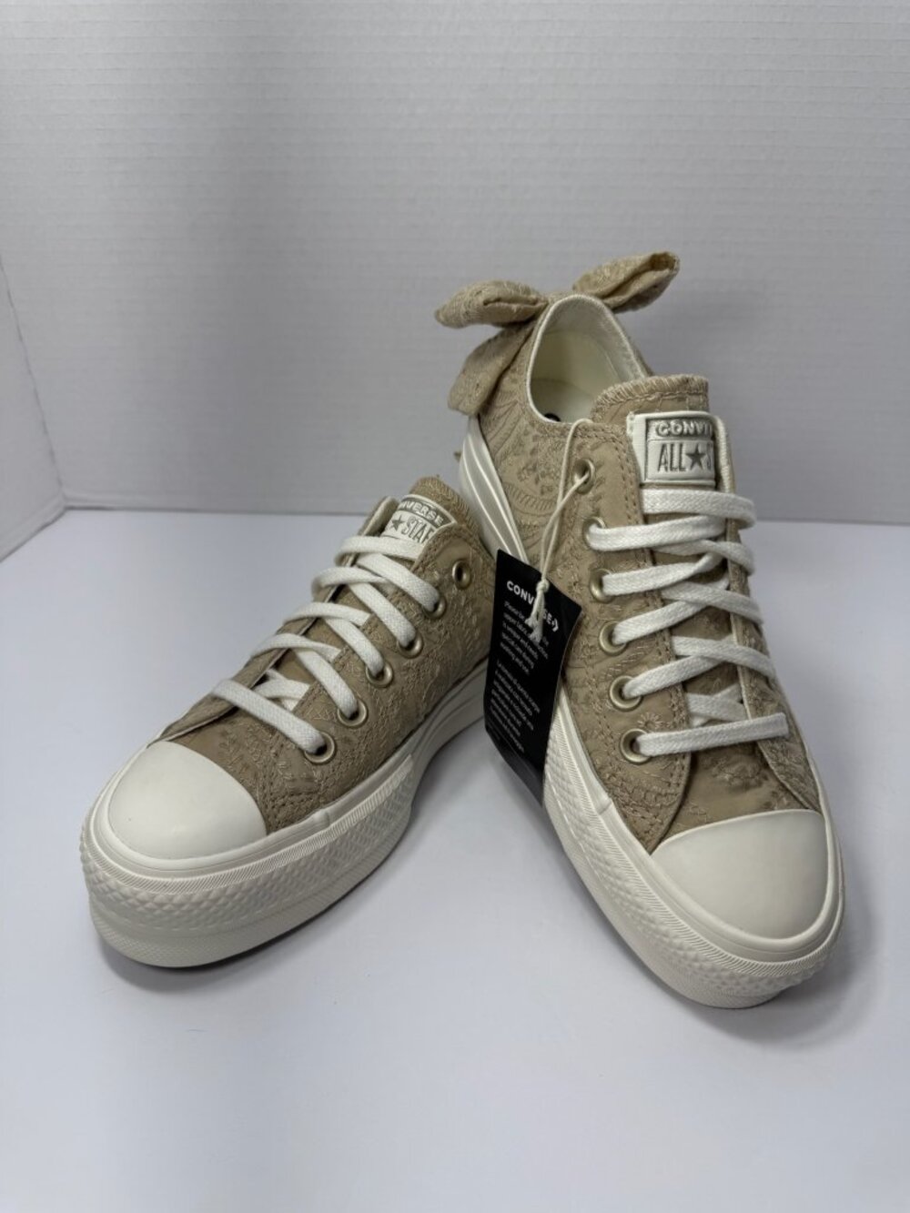 Converse Chuck Taylor All Star Lift Bow Womens 5.5 Nutty Granola Cheer NWOB